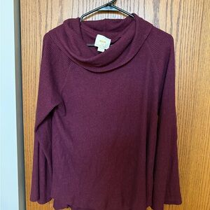 Anthropologie Deep Burgundy Cowl Neck Sweater